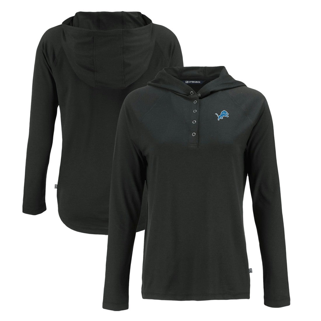 Detroit Lions Cutter & Buck Women's Coastline Epic Comfort Eco Recycled Raglan Pullover Hoodie Black - NFL