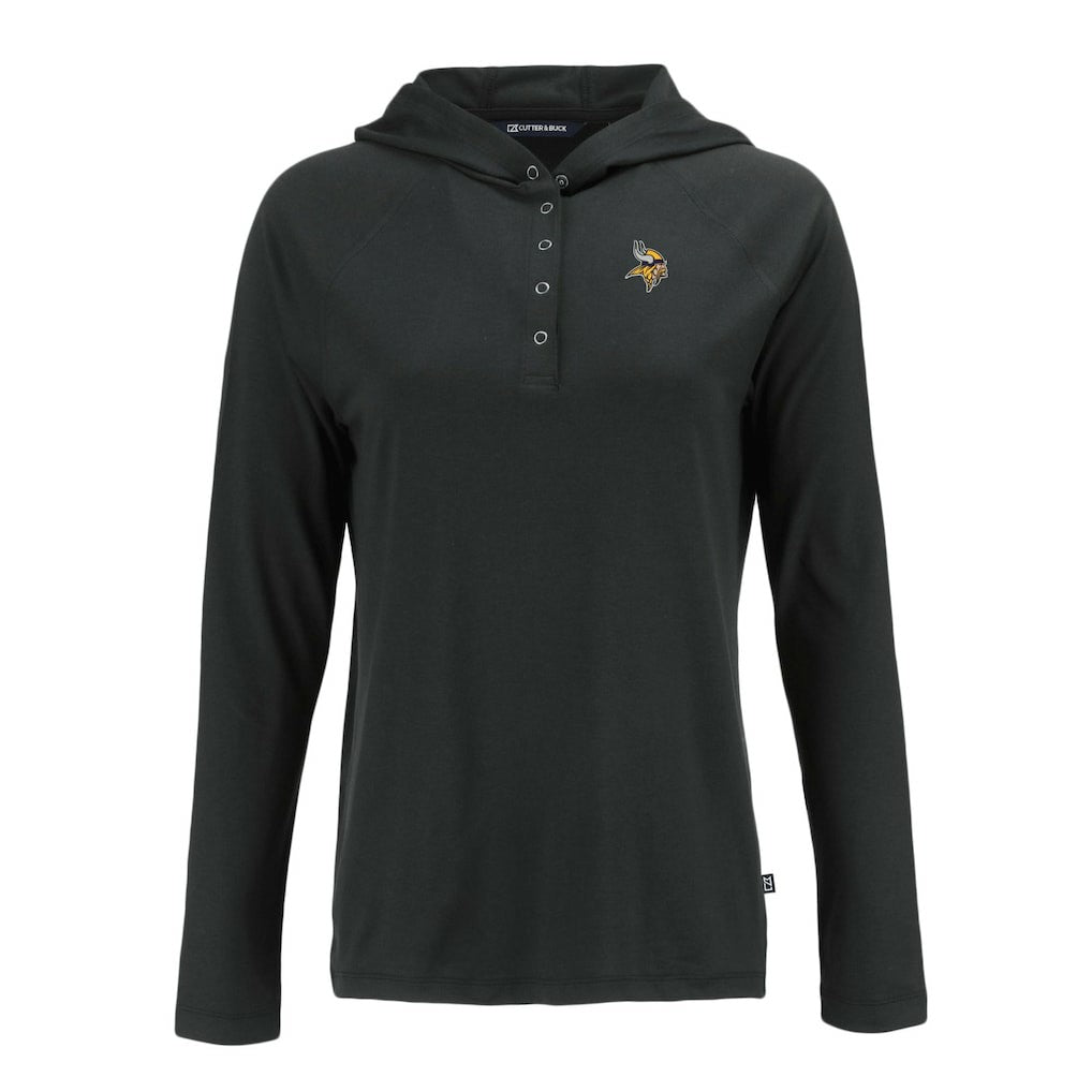 Minnesota Vikings Cutter & Buck Women's Coastline Epic Comfort Eco Recycled Raglan Pullover Hoodie Black - NFL