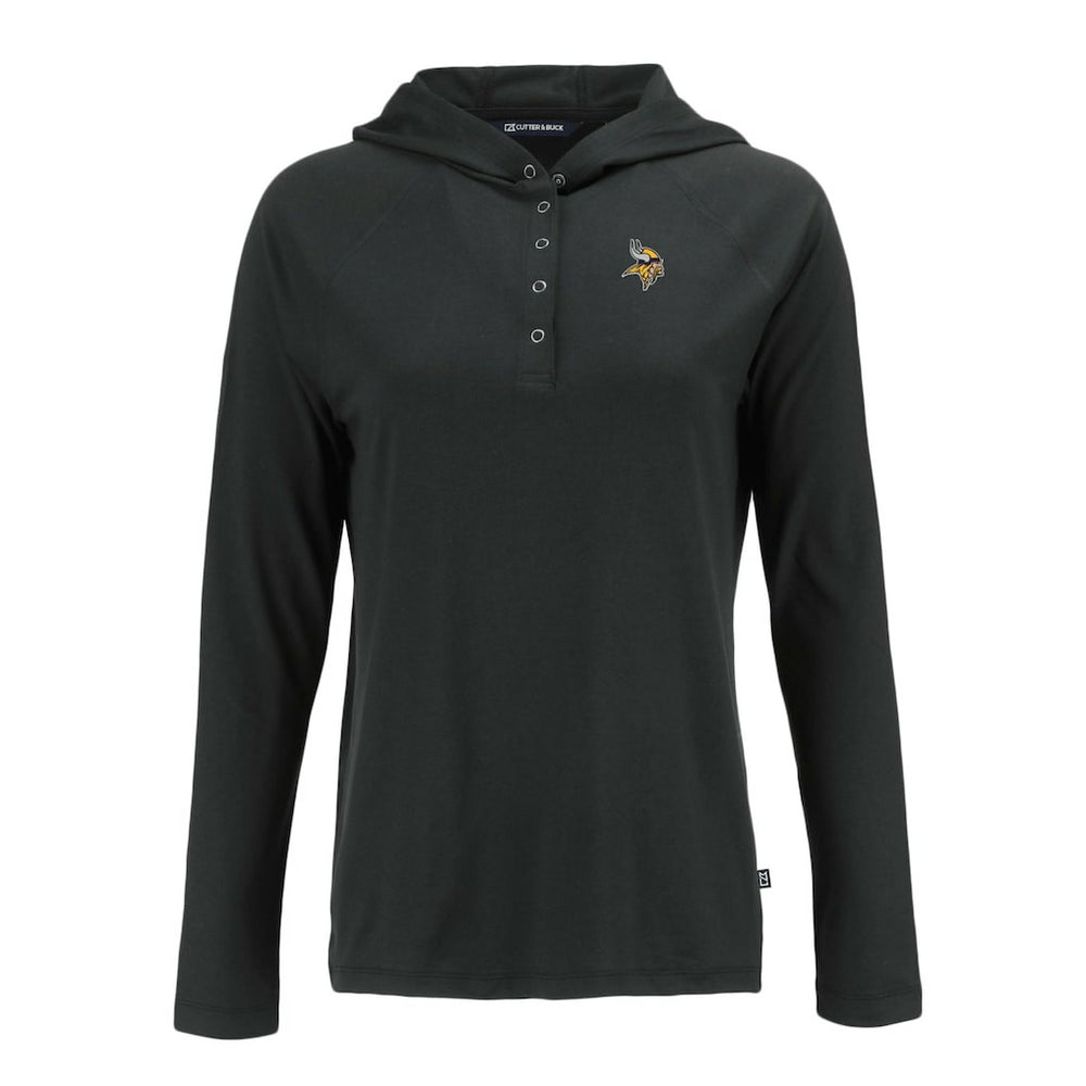 Minnesota Vikings Cutter & Buck Women's Coastline Epic Comfort Eco Recycled Raglan Pullover Hoodie Black - NFL