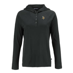 Minnesota Vikings Cutter & Buck Women's Coastline Epic Comfort Eco Recycled Raglan Pullover Hoodie Black - NFL