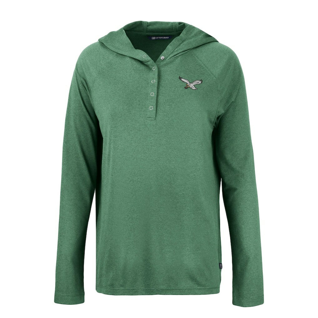 Philadelphia Eagles Cutter & Buck Women's Historic Coastline Epic Comfort Eco Recycled Raglan Pullover Hoodie Hunter Green - NFL