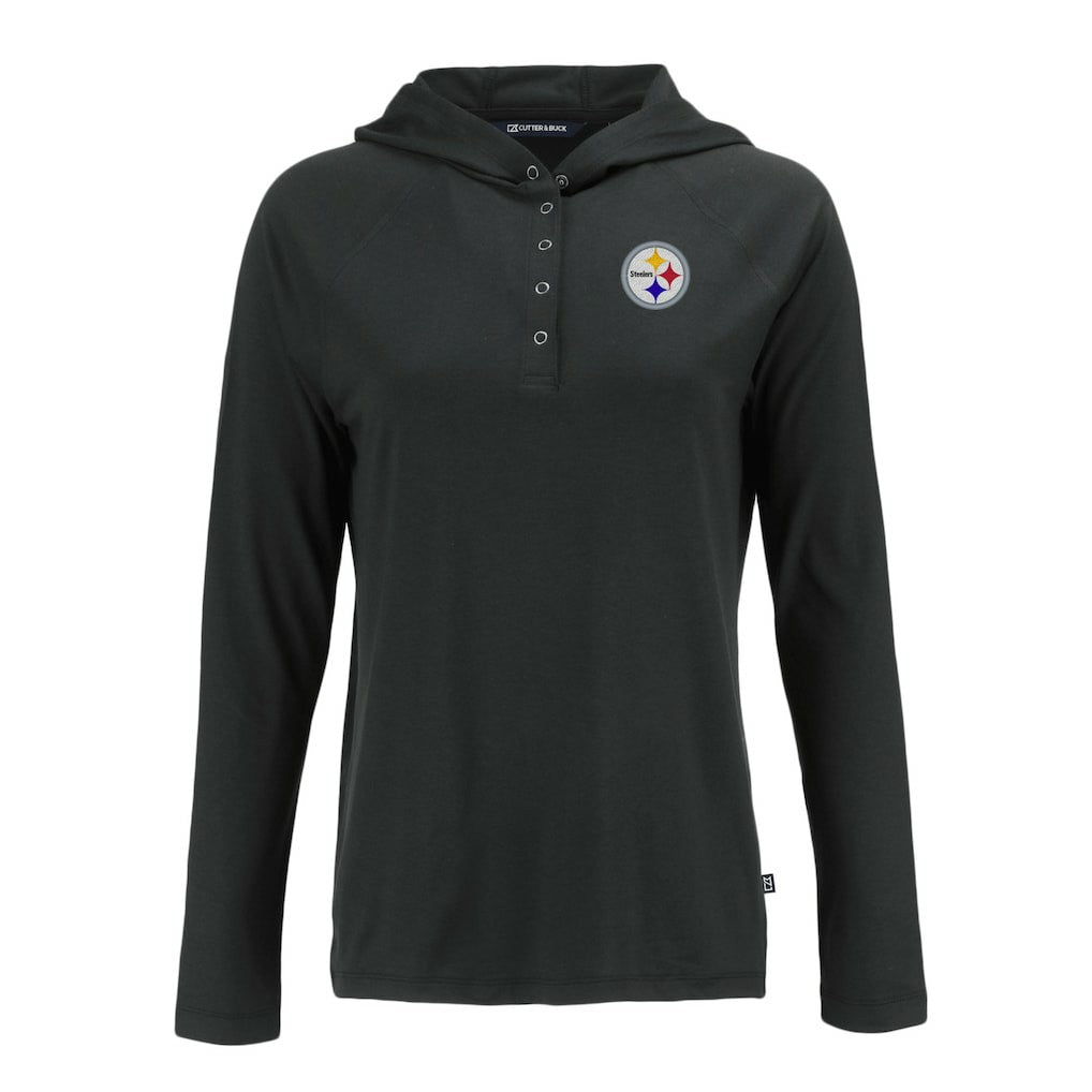 Pittsburgh Steelers Cutter & Buck Women's Coastline Epic Comfort Eco Recycled Raglan Pullover Hoodie Black - NFL