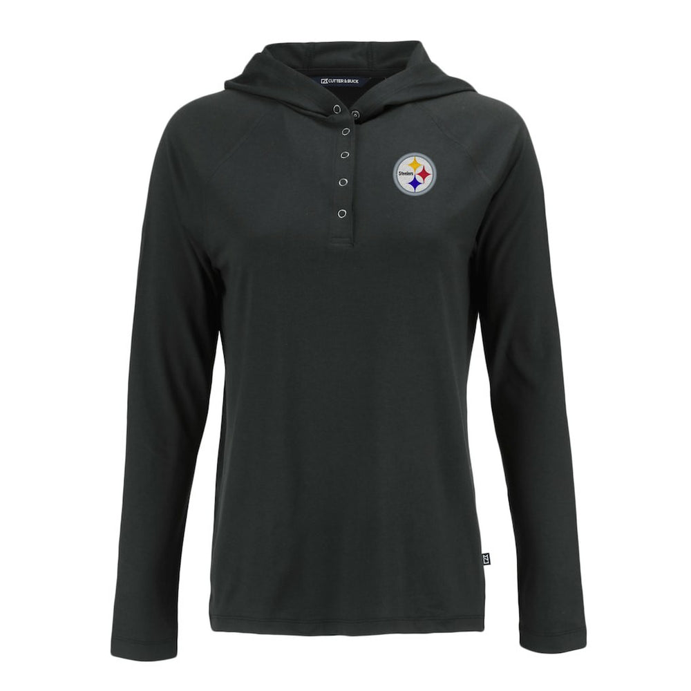 Pittsburgh Steelers Cutter & Buck Women's Coastline Epic Comfort Eco Recycled Raglan Pullover Hoodie Black - NFL