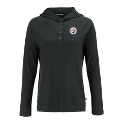 Pittsburgh Steelers Cutter & Buck Women's Coastline Epic Comfort Eco Recycled Raglan Pullover Hoodie Black - NFL