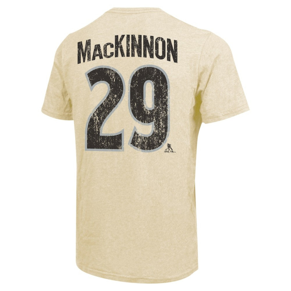 Nathan MacKinnon Colorado Avalanche - Majestic Threads Dynasty Name & Number Tri-Blend T-Shirt Cream