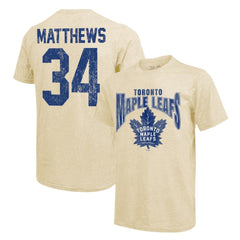 Auston Matthews Toronto Maple Leafs - Majestic Threads Dynasty Name & Number Tri-Blend T-Shirt Cream
