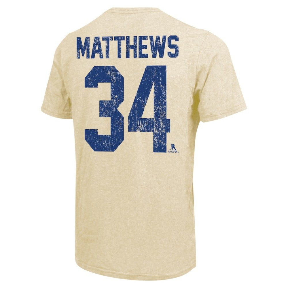 Auston Matthews Toronto Maple Leafs - Majestic Threads Dynasty Name & Number Tri-Blend T-Shirt Cream
