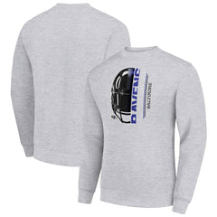 Baltimore Ravens Starter Half Helmet Team Graphic Tri-Blend Fleece Pullover Sweatshirt Heather Gray - NFL