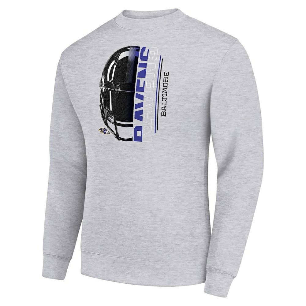 Baltimore Ravens Starter Half Helmet Team Graphic Tri-Blend Fleece Pullover Sweatshirt Heather Gray - NFL