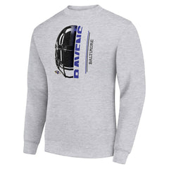 Baltimore Ravens Starter Half Helmet Team Graphic Tri-Blend Fleece Pullover Sweatshirt Heather Gray - NFL