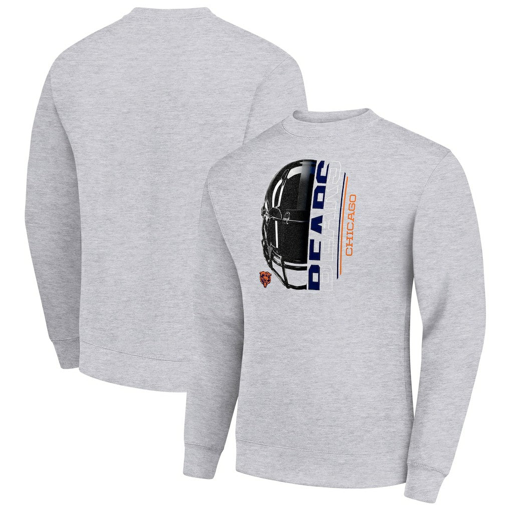Chicago Bears Starter Half Helmet Team Graphic Tri-Blend Fleece Pullover Sweatshirt Heather Gray - NFL