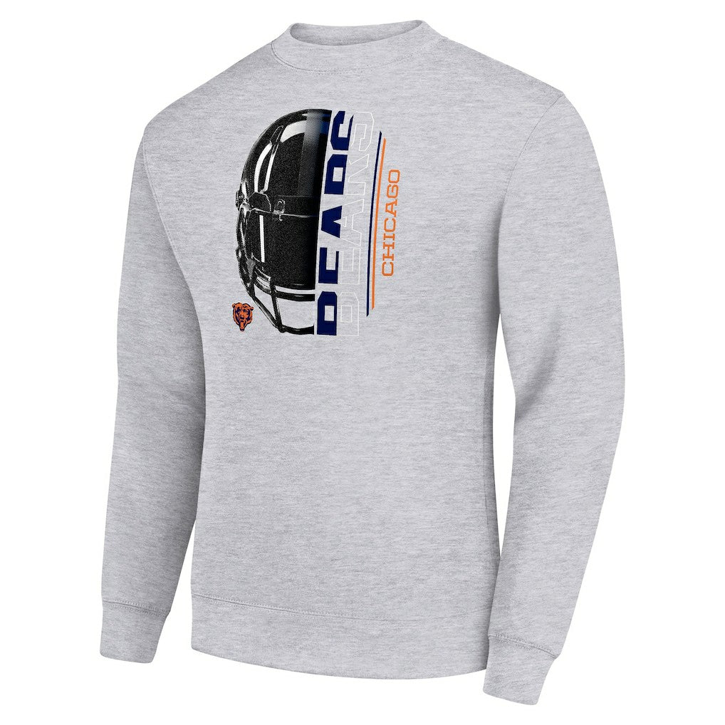 Chicago Bears Starter Half Helmet Team Graphic Tri-Blend Fleece Pullover Sweatshirt Heather Gray - NFL