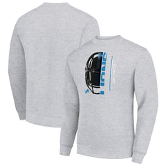 Detroit Lions Starter Half Helmet Team Graphic Tri-Blend Fleece Pullover Sweatshirt Heather Gray - NFL