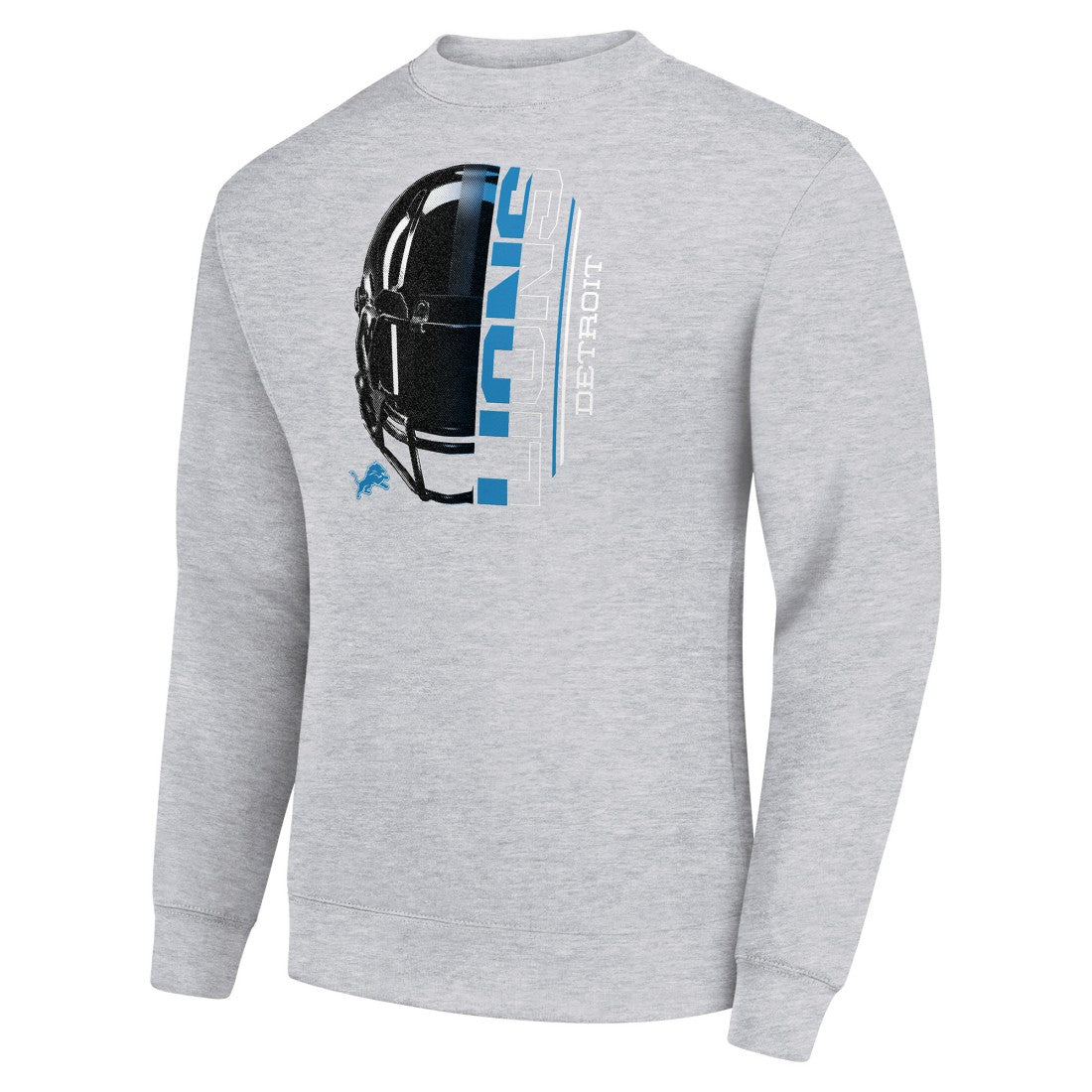 Detroit Lions Starter Half Helmet Team Graphic Tri-Blend Fleece Pullover Sweatshirt Heather Gray - NFL