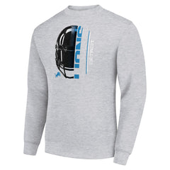 Detroit Lions Starter Half Helmet Team Graphic Tri-Blend Fleece Pullover Sweatshirt Heather Gray - NFL