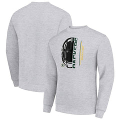 Green Bay Packers Starter Half Helmet Team Graphic Tri-Blend Fleece Pullover Sweatshirt Heather Gray - NFL