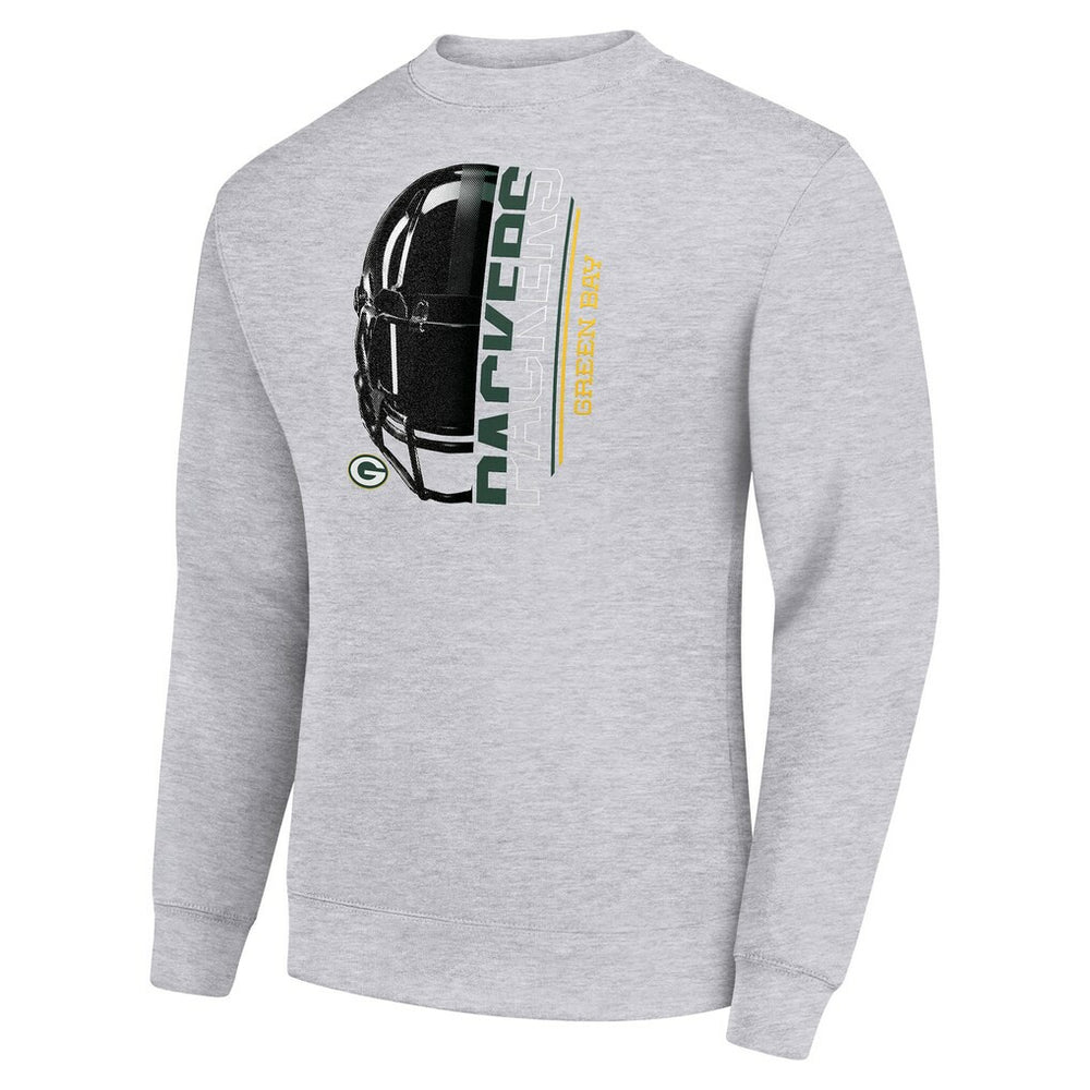 Green Bay Packers Starter Half Helmet Team Graphic Tri-Blend Fleece Pullover Sweatshirt Heather Gray - NFL