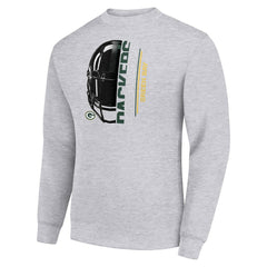 Green Bay Packers Starter Half Helmet Team Graphic Tri-Blend Fleece Pullover Sweatshirt Heather Gray - NFL