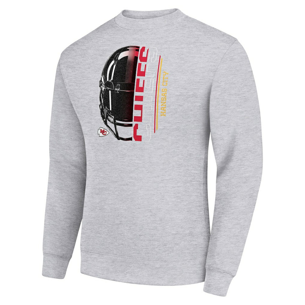 Kansas City Chiefs Starter Half Helmet Team Graphic Tri-Blend Fleece Pullover Sweatshirt Heather Gray - NFL
