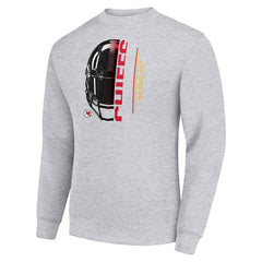 Kansas City Chiefs Starter Half Helmet Team Graphic Tri-Blend Fleece Pullover Sweatshirt Heather Gray - NFL