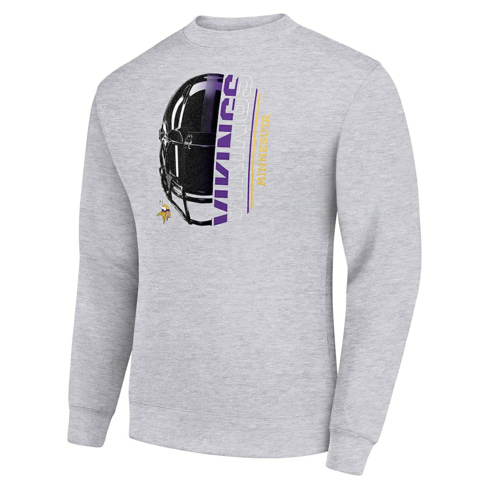 Minnesota Vikings Starter Half Helmet Team Graphic Tri-Blend Fleece Pullover Sweatshirt Heather Gray - NFL