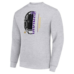 Minnesota Vikings Starter Half Helmet Team Graphic Tri-Blend Fleece Pullover Sweatshirt Heather Gray - NFL