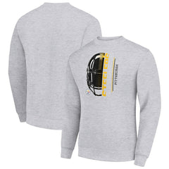 Pittsburgh Steelers Starter Half Helmet Team Graphic Tri-Blend Fleece Pullover Sweatshirt Heather Gray - NFL