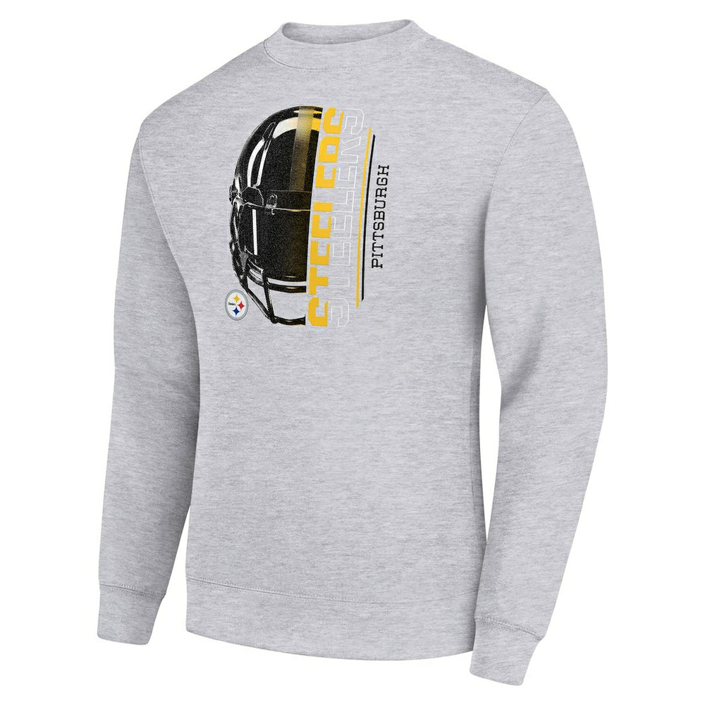 Pittsburgh Steelers Starter Half Helmet Team Graphic Tri-Blend Fleece Pullover Sweatshirt Heather Gray - NFL