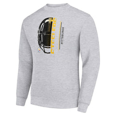 Pittsburgh Steelers Starter Half Helmet Team Graphic Tri-Blend Fleece Pullover Sweatshirt Heather Gray - NFL