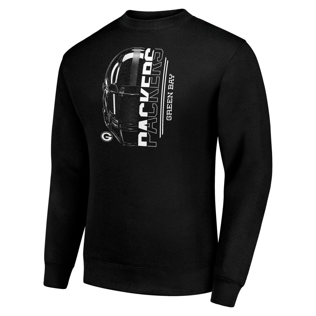 Green Bay Packers Starter Half Helmet Team Graphic Tri-Blend Fleece Pullover Sweatshirt Black - NFL