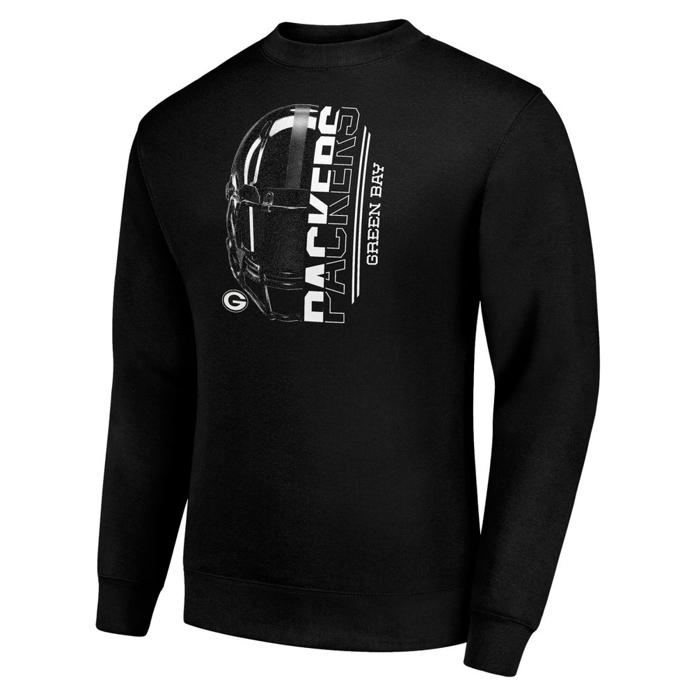 Green Bay Packers Starter Half Helmet Team Graphic Tri-Blend Fleece Pullover Sweatshirt Black - NFL