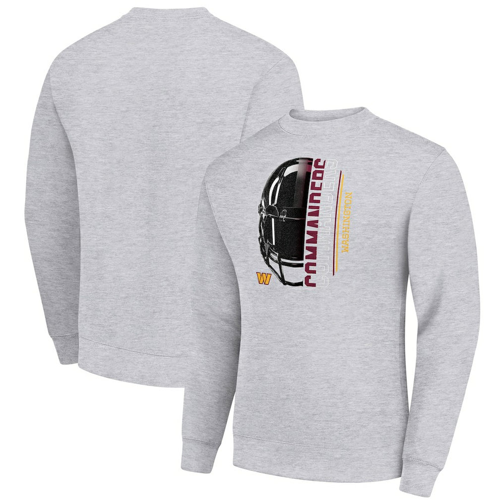 Washington Commanders Starter Half Helmet Team Graphic Tri-Blend Fleece Pullover Sweatshirt Heather Gray - NFL