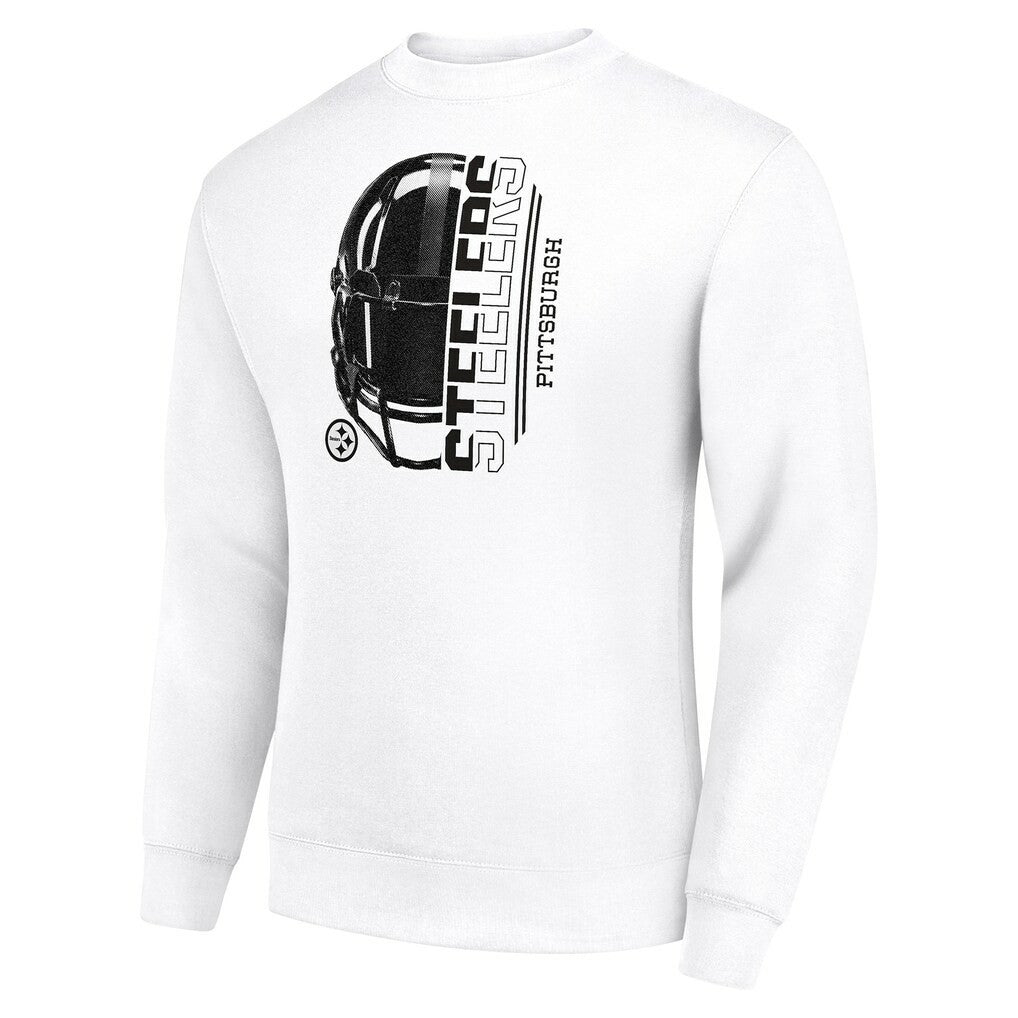 Pittsburgh Steelers Starter Half Helmet Team Graphic Tri-Blend Fleece Pullover Sweatshirt White - NFL