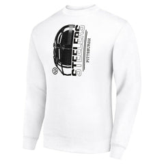 Pittsburgh Steelers Starter Half Helmet Team Graphic Tri-Blend Fleece Pullover Sweatshirt White - NFL