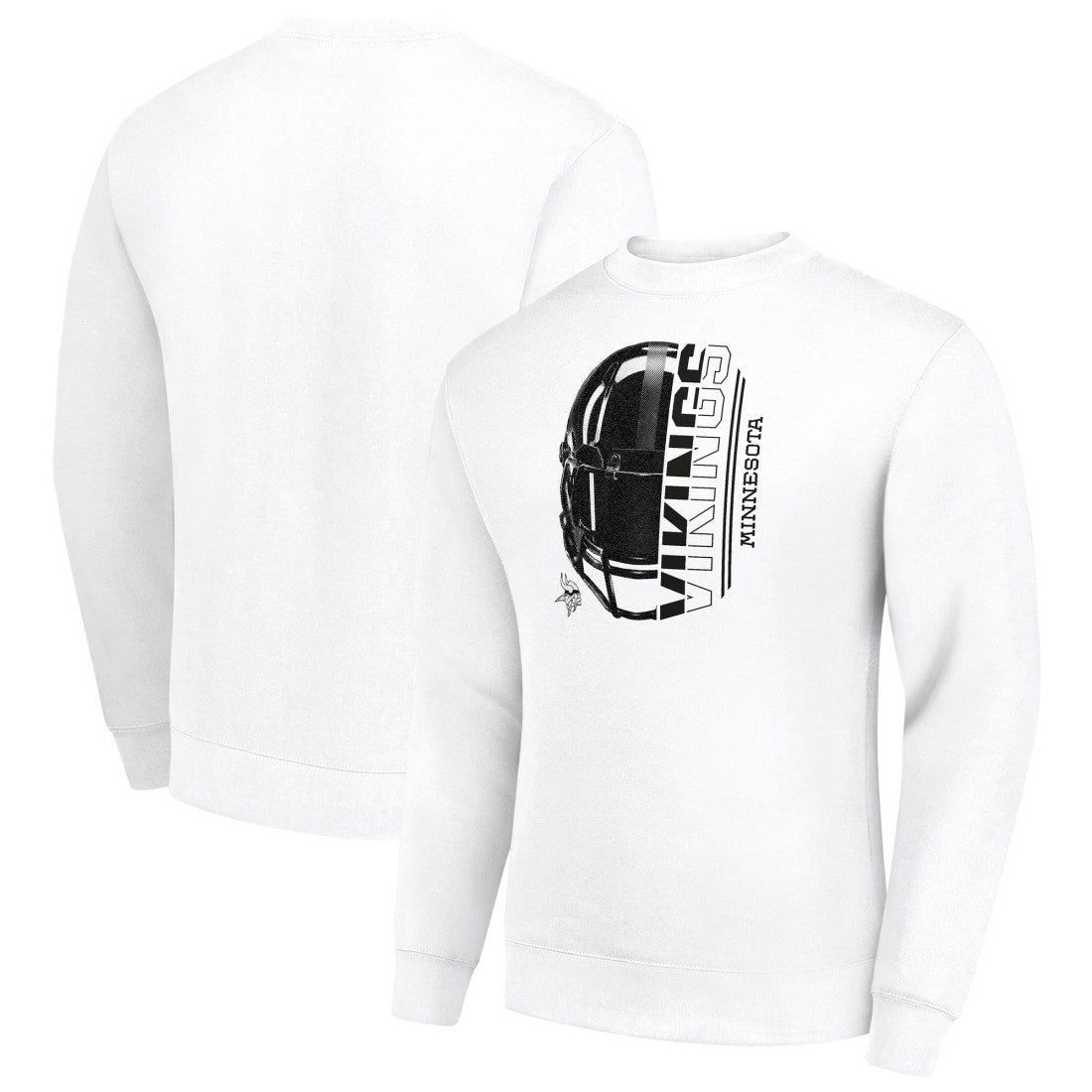 Minnesota Vikings Starter Half Helmet Team Graphic Tri-Blend Fleece Pullover Sweatshirt White - NFL