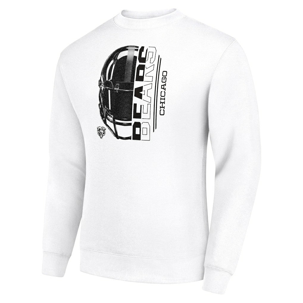 Chicago Bears Starter Half Helmet Team Graphic Tri-Blend Fleece Pullover Sweatshirt White - NFL