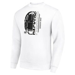 Green Bay Packers Starter Half Helmet Team Graphic Tri-Blend Fleece Pullover Sweatshirt White - NFL