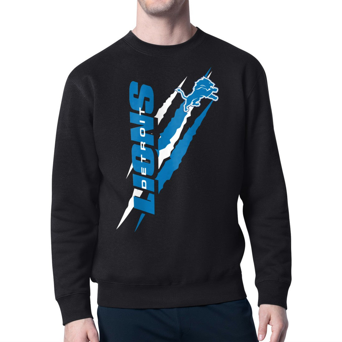 Detroit Lions Starter Color Scratch Team Graphic Fleece Pullover Sweatshirt Black - NFL