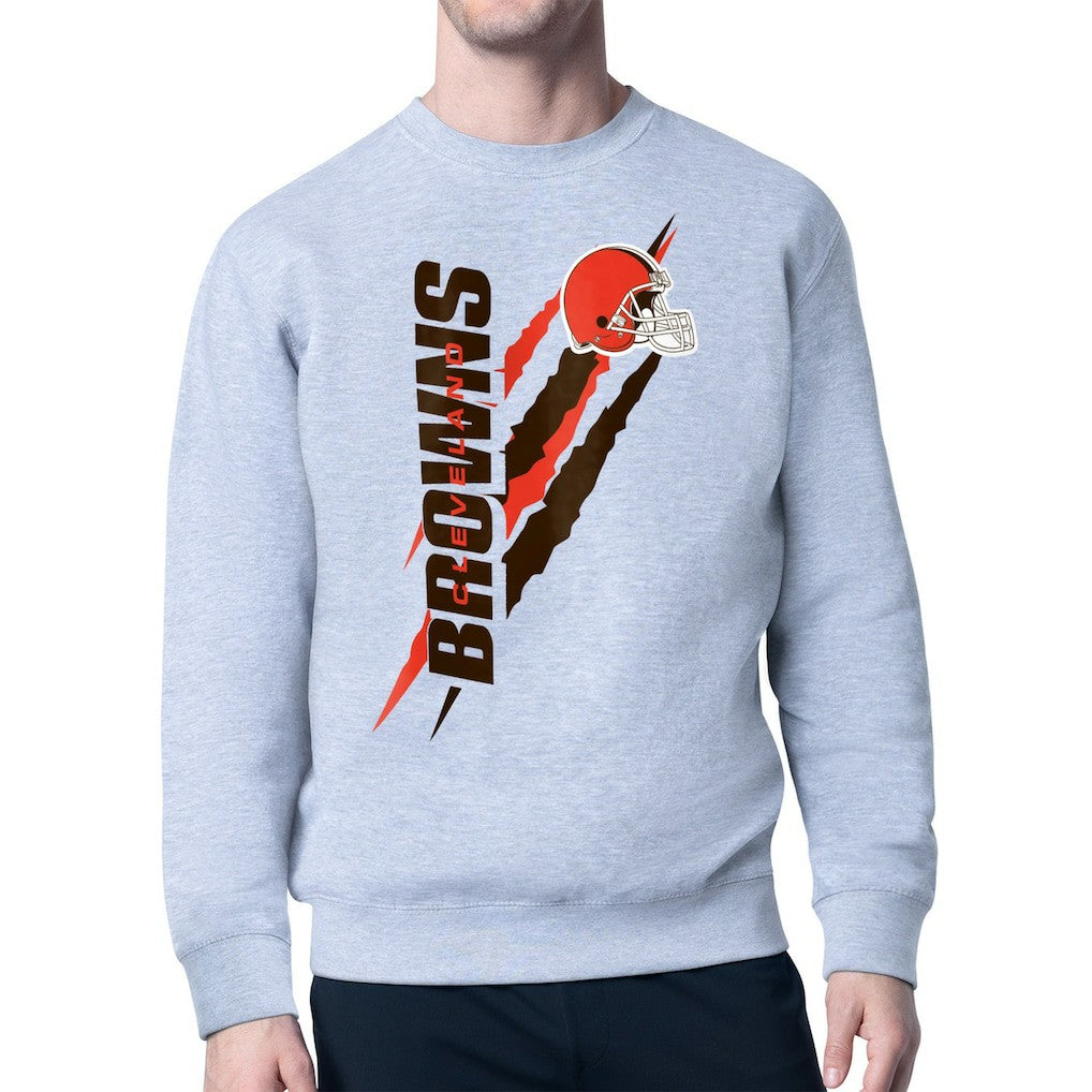 Cleveland Browns Starter Color Scratch Team Graphic Fleece Pullover Sweatshirt Heather Gray - NFL