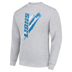 Detroit Lions Starter Color Scratch Team Graphic Fleece Pullover Sweatshirt Heather Gray - NFL