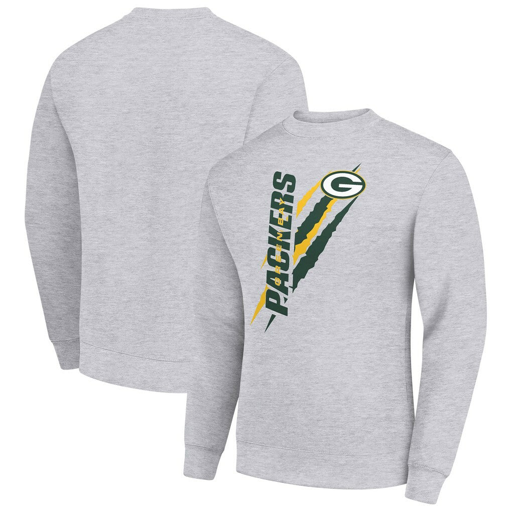 Green Bay Packers Starter Color Scratch Team Graphic Fleece Pullover Sweatshirt Heather Gray - NFL