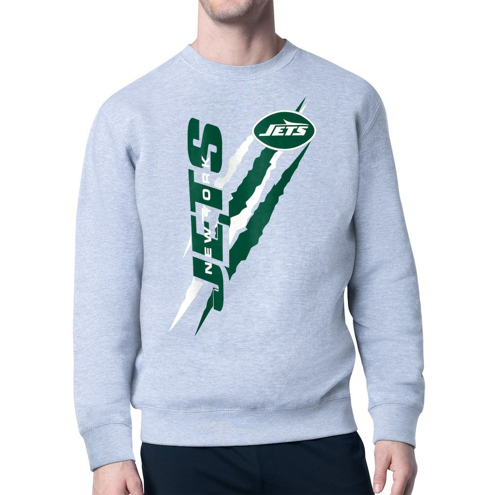 New York Jets Starter Color Scratch Team Graphic Fleece Pullover Sweatshirt Heather Gray - NFL