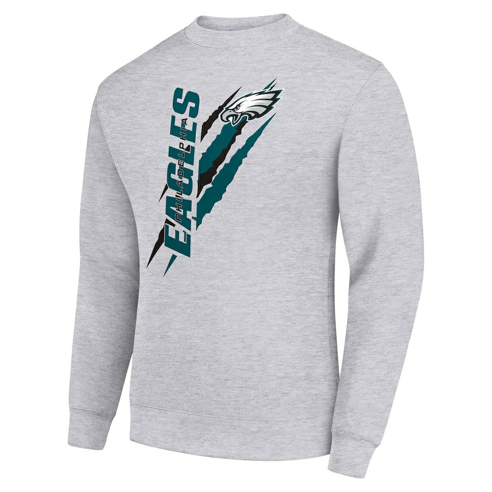Philadelphia Eagles Starter Color Scratch Team Graphic Fleece Pullover Sweatshirt Heather Gray - NFL