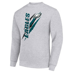Philadelphia Eagles Starter Color Scratch Team Graphic Fleece Pullover Sweatshirt Heather Gray - NFL