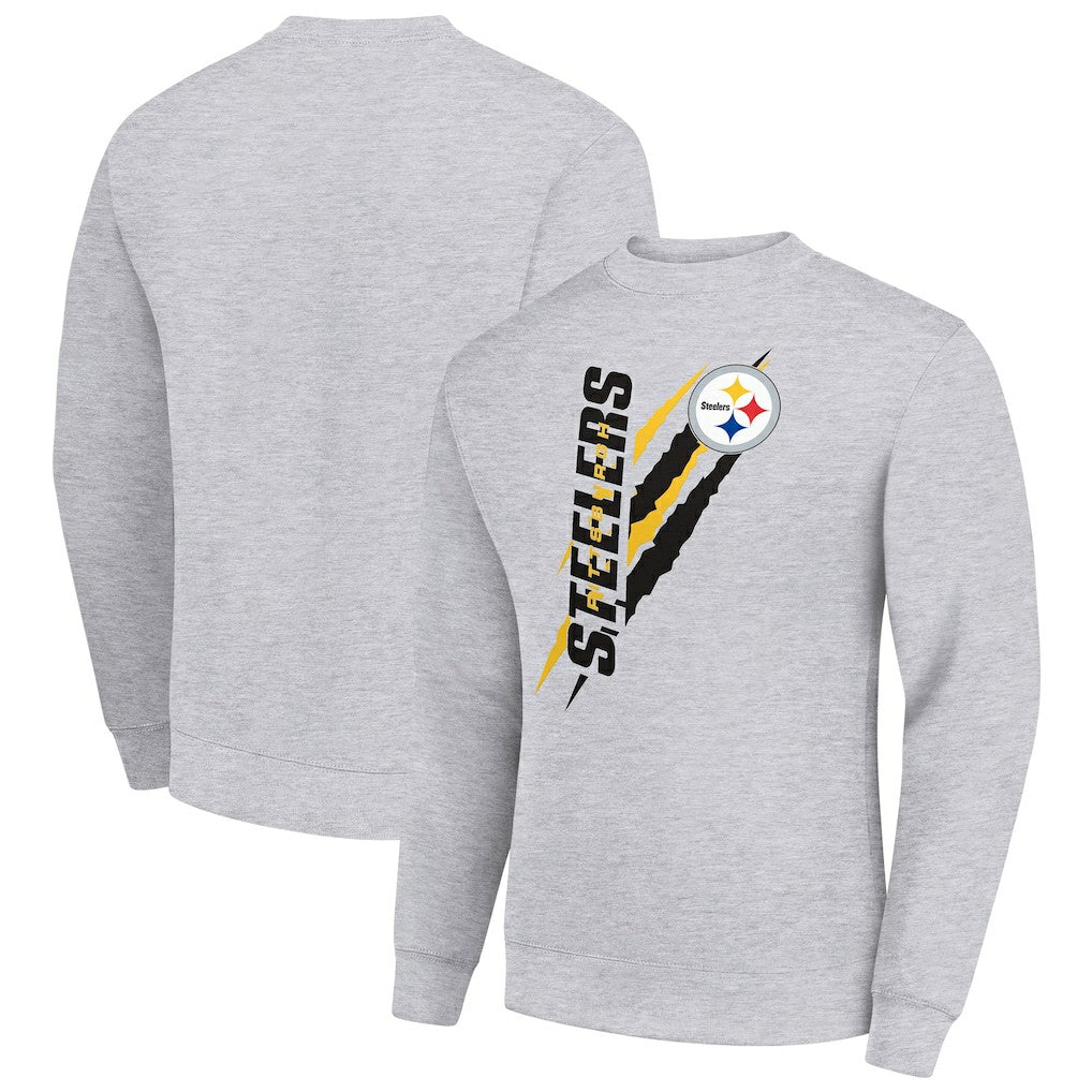 Pittsburgh Steelers Starter Color Scratch Team Graphic Fleece Pullover Sweatshirt Heather Gray - NFL