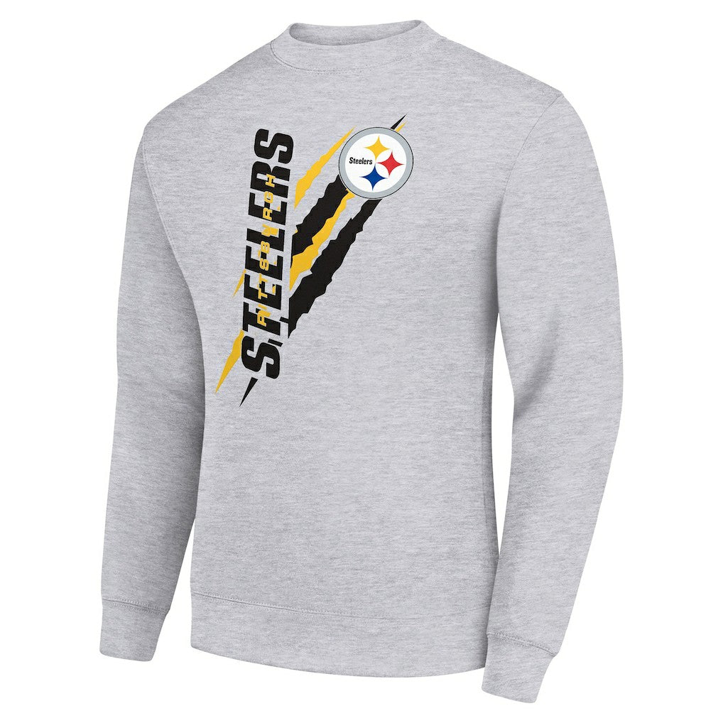 Pittsburgh Steelers Starter Color Scratch Team Graphic Fleece Pullover Sweatshirt Heather Gray - NFL