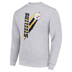 Pittsburgh Steelers Starter Color Scratch Team Graphic Fleece Pullover Sweatshirt Heather Gray - NFL