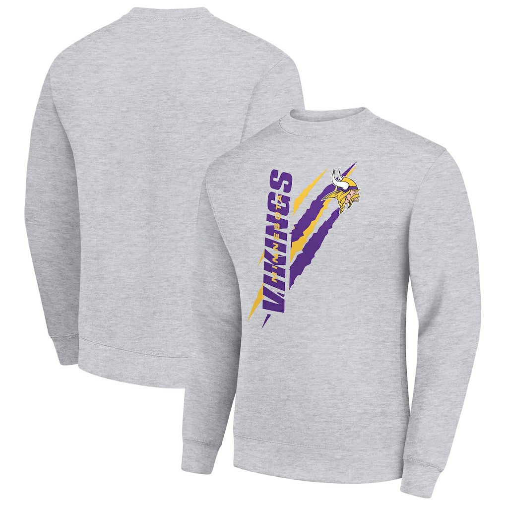 Minnesota Vikings Starter Color Scratch Team Graphic Fleece Pullover Sweatshirt Heather Gray - NFL