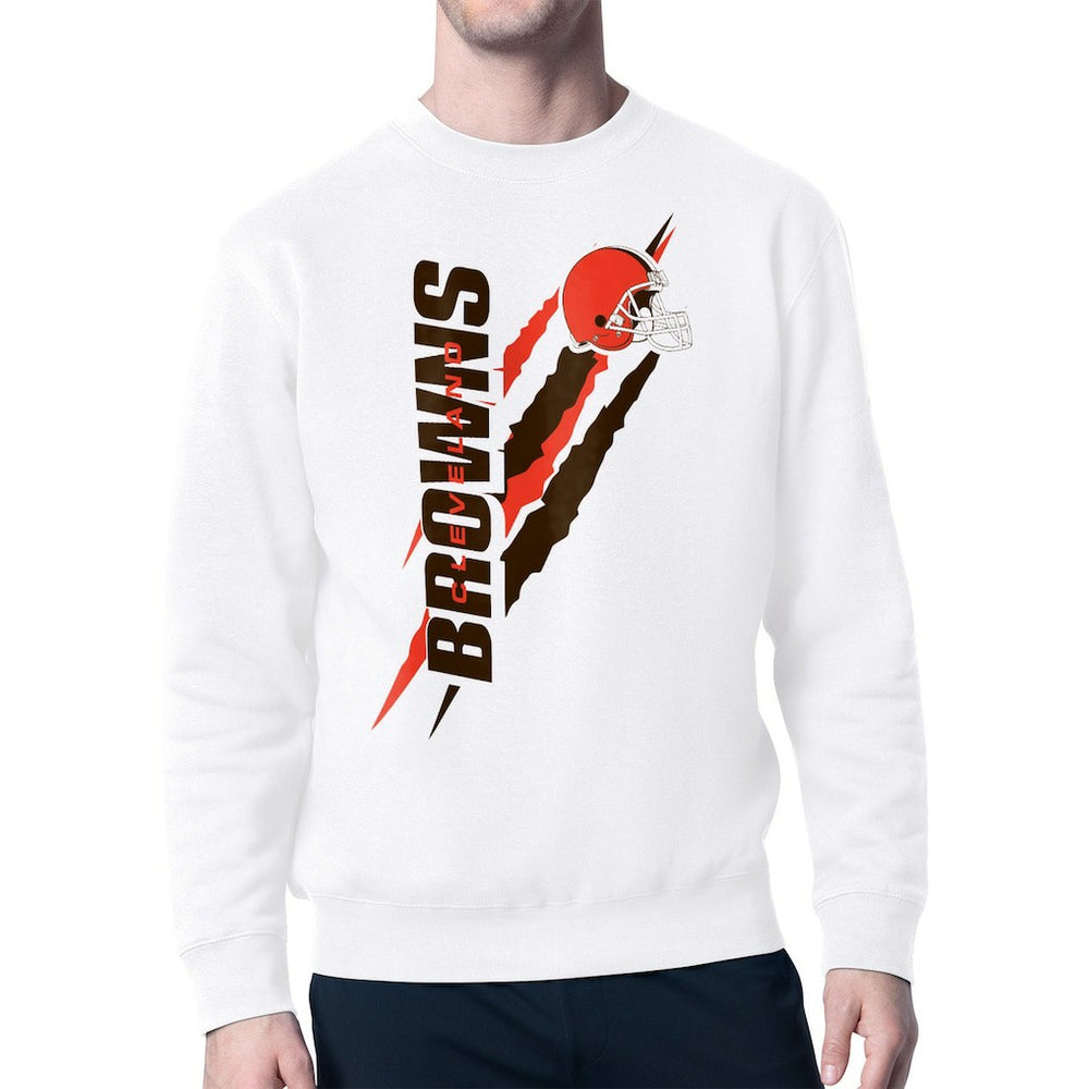 Cleveland Browns Starter Color Scratch Team Graphic Fleece Pullover Sweatshirt White - NFL