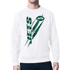New York Jets Starter Color Scratch Team Graphic Fleece Pullover Sweatshirt White - NFL